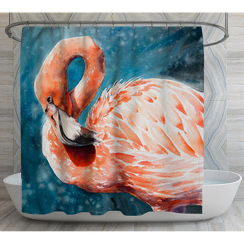 Pink Flamingo Tropical Exotic Bird Rose Shower Curtain