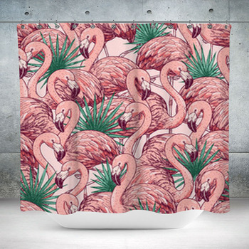 Pink Flamingo Tropical Custom Size Shower Curtain