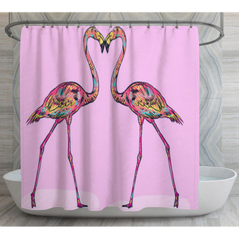 Pink Flamingo Vector Illustration Isolated Shower Curtain