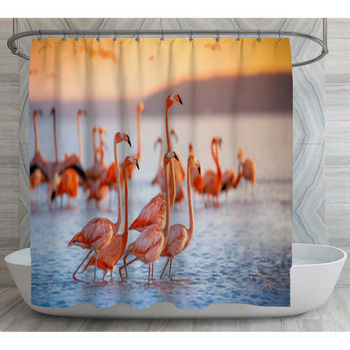 Pink Flamingos In Sun Shower Curtain