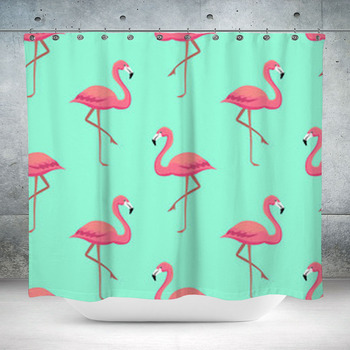 Pink Flamingos Seamless Custom Size Shower Curtain