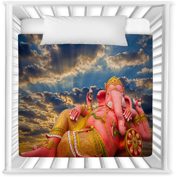 Pink Ganesha Statue Wat Samarn Baby Crib Comforter