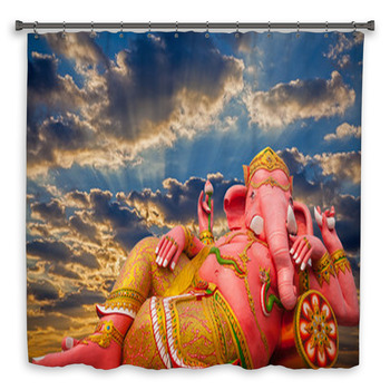 Pink Ganesha Statue Wat Custom Size Shower Curtain