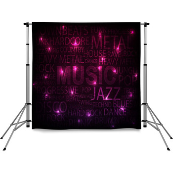 Pink Music Background Pole Pocket Backdrop