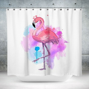 Pink Watercolor Flamingo Custom Size Shower Curtain