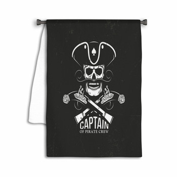 Pirate Emblem Captain Skull In Cocked Hat And Towel