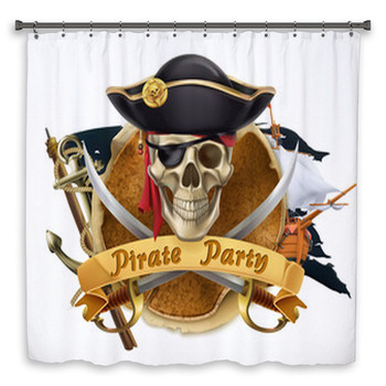 Pirate Party 3d Vector Emblem Shower Curtain