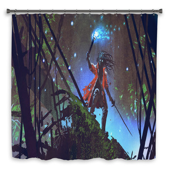 Pirate Searching With A Blue Custom Size Shower Curtain