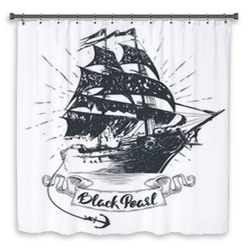 Pirate Ship Hand Drawn Vector Shower Curtain