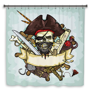 Pirate Skull Logo Design Vector Shower Curtain