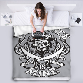Pirate Skull Vector Hat Tattoo Fleece Blanket