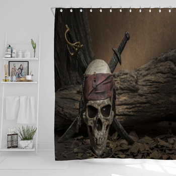 Pirate Skull With Two Swords Shower Curtain