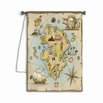 Pirate Treasure Island Vector Map Towel
