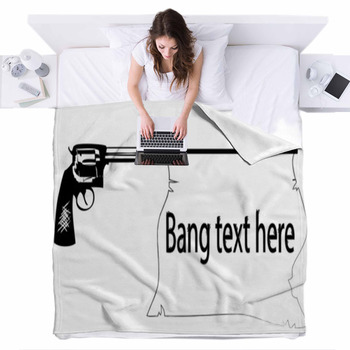 Pistol With Pop Up Flag Banner Fleece Bed Blanket
