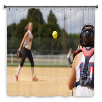 Pitcher And Catcher Warming Up Custom Size Shower Curtain