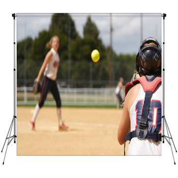 Pitcher And Catcher Warming Up Fleece Backdrop
