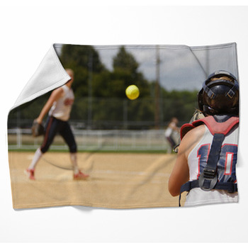 Pitcher And Catcher Warming Up Woven Throw Blanket