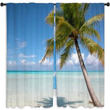 Plage Et Cocotier Iles Turkoises  Bahamas Window Curtain