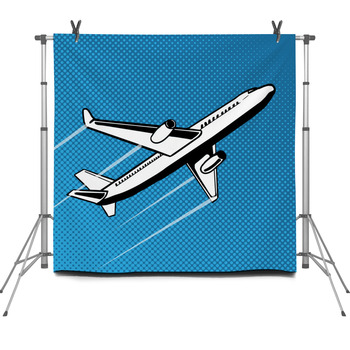 Plane Takes Off Pop Art Vector Fleece Backdrop