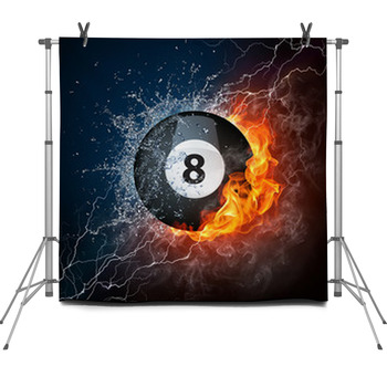 Pool Billiards 8 Ball With Fire And Fleece Backdrop
