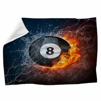 Pool Billiards 8 Ball With Fire And Fleece Blanket