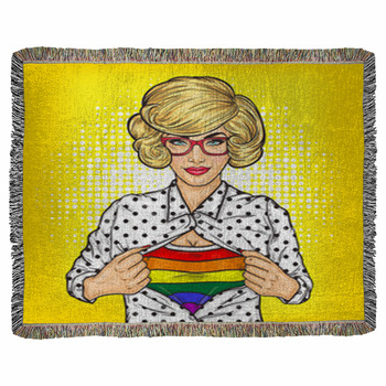 Pop Art Illustration Of Lesbian Woven Throw Blanket