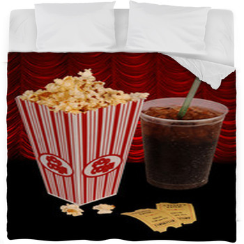 Popcorn And Movie Fleece Bed Blanket