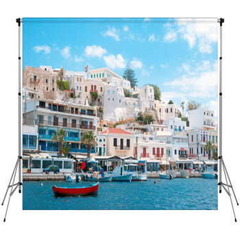 Port On The Island Of Naxos Custom Size Backdrop
