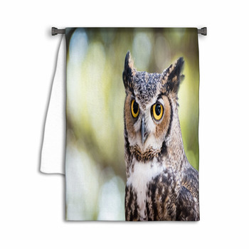 Portrait Of A Great Horned Owl Towel