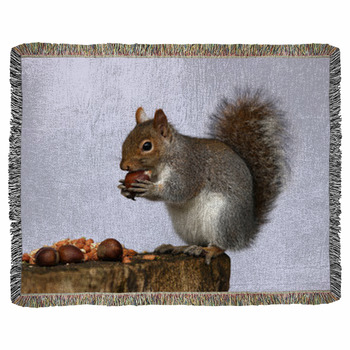Portrait Of A Grey Squirrel Woven Throw Blanket