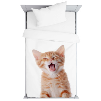 Portrait Of A Red Yawning Kitten. Toddler Duvet