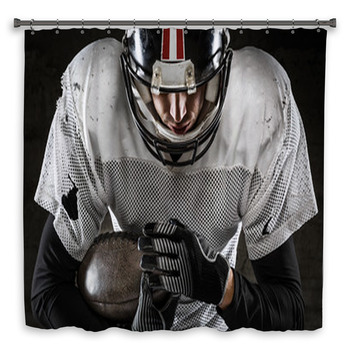 Sports Shower Curtain Retro American Football Print for Bathroom 