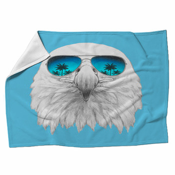 Portrait Of Eagle With Sunglasses Hand Fleece Blanket