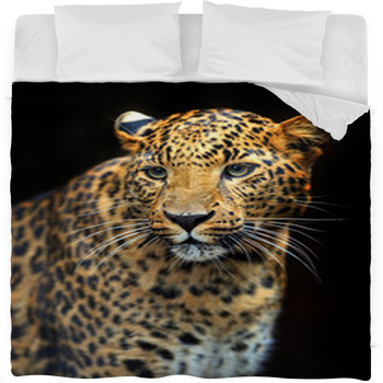 Portrait Of Leopard In Its Natural Fleece Bed Blanket
