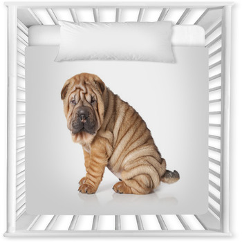 Portrait Of Sharpei Puppy Dog Baby Crib Comforter