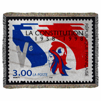 Postage Stamp France 1998 French Woven Throw Blanket