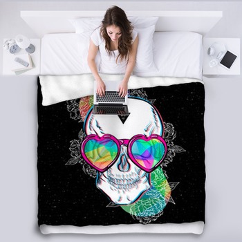 Poster Skull For Boards Vector Fleece Blanket
