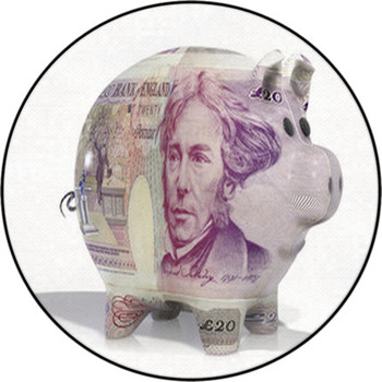 Pound Note Piggy Bank Round Rug