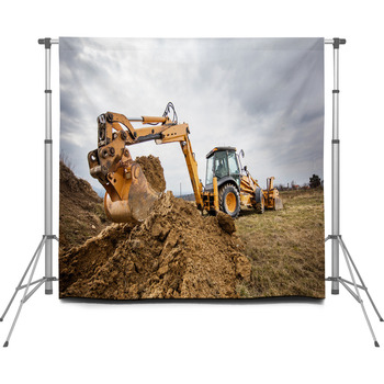 Prace Ziemne Na Budowie Wykonywane  Custom Size Backdrop