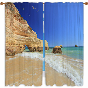 Praia Da Rocha Beach In Custom Size Window Curtain