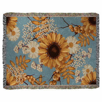 Printable Seamless Vintage Autumn Woven Throw Blanket