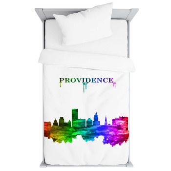Providence Rhode Island Skyline Portrait Toddler Duvet