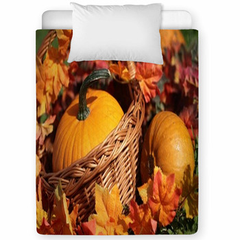 Pumpkins In Basket And Colorful Toddler Comforter