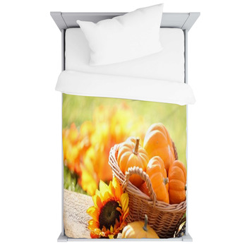 Pumpkins In Basket And Decorative Corns Toddler Duvet