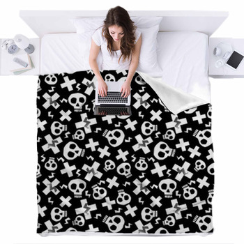 Punk Seamless Pattern With Grunge Fleece Bed Blanket