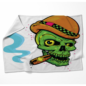 Punk Tattoo Style Skull With Wings Woven Throw Blanket