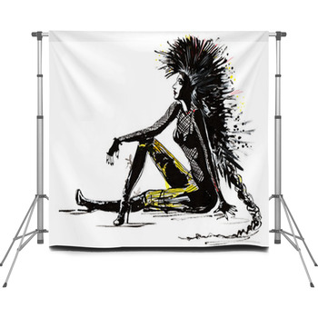 Punk Woman Custom Size Backdrop