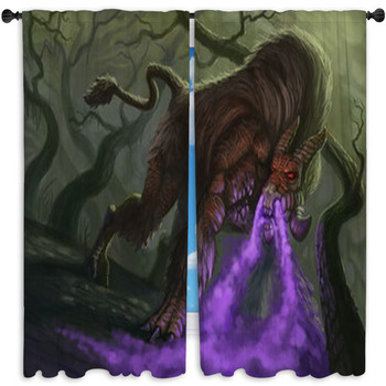 Purple Cloud Breathing Fantasy Animal Window Curtain