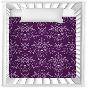 Purple Damask Baby Crib Comforter