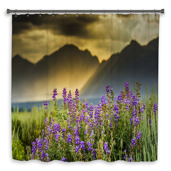 Purple Lupines In The Tetons Custom Size Shower Curtain